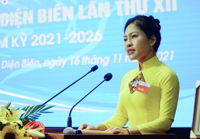 Bà Đỗ Thị Thu Thủy tái đắc cử Chủ tịch Hội LHPN tỉnh Điện Biên nhiệm kỳ 2021 - 2026 (ảnh Xuân Tư/TTX)