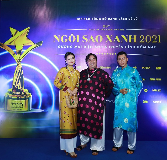 Đạo diễn Hoàng Mập, Đông Dương, Khánh Trinh trong buổi họp báo công bố giải thưởng Ngôi Sao Xanh 2021