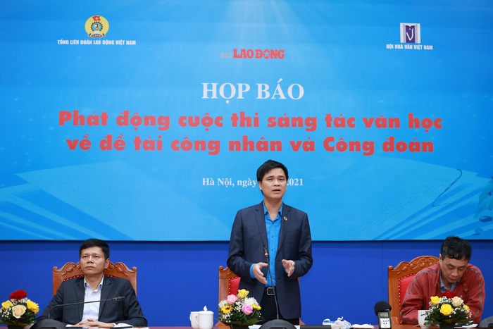 Phó Chủ tịch Tổng Liên đoàn Lao động Việt Nam Ngọ Duy Hiểu phát biểu tại Lễ phát động cuộc thi