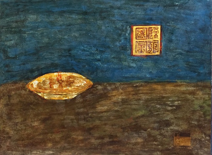 "Đèn thời Trần" - tranh sơn mài của Nguyễn Tiến Ngọc "Đèn thời Trần" - tranh sơn mài của Nguyễn Tiến Ngọc