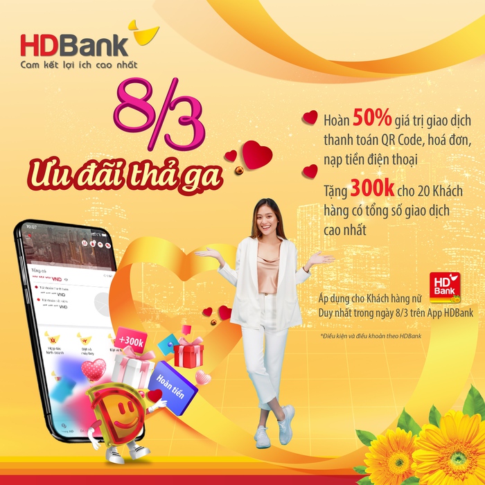 HDBank ưu đãi hàng loạt dịch vụ, quà tặng đến khách hàng dịp 8/3 - Ảnh 1.