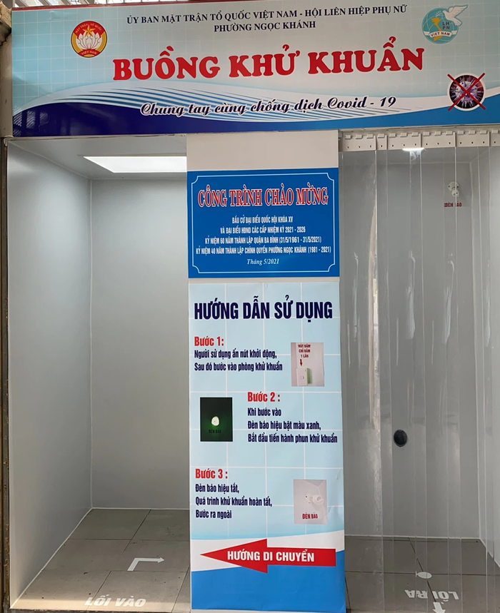 Buồng khử khuẩn sẽ được Hội LHPN phường Ngọc Khánh đưa vào hoạt động từ ngày 22/5/2021