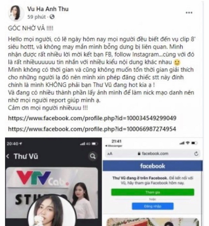 MC Vũ Hà Anh Thư &quot;kêu oan&quot; và nhờ cộng đồng mạng báo cáo những trang giả mạo tên mình