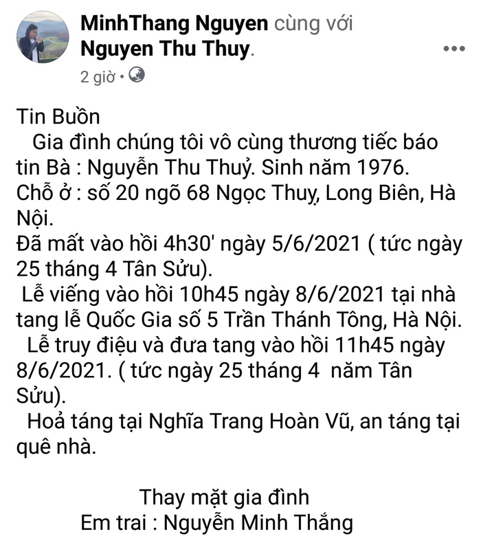 Bạn bè, người hâm mộ bàng hoàng trước thông tin Hoa hậu Thu Thủy đột ngột qua đời ở tuổi 45 - Ảnh 1.