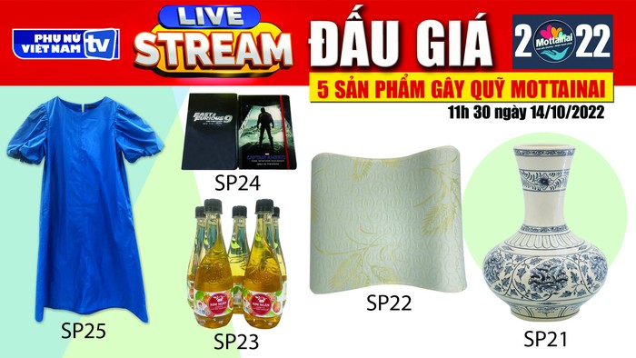 11h30 ngày 14/10: Livestream đấu giá 5 sản phẩm gây quỹ Mottainai 2022 - Ảnh 1.