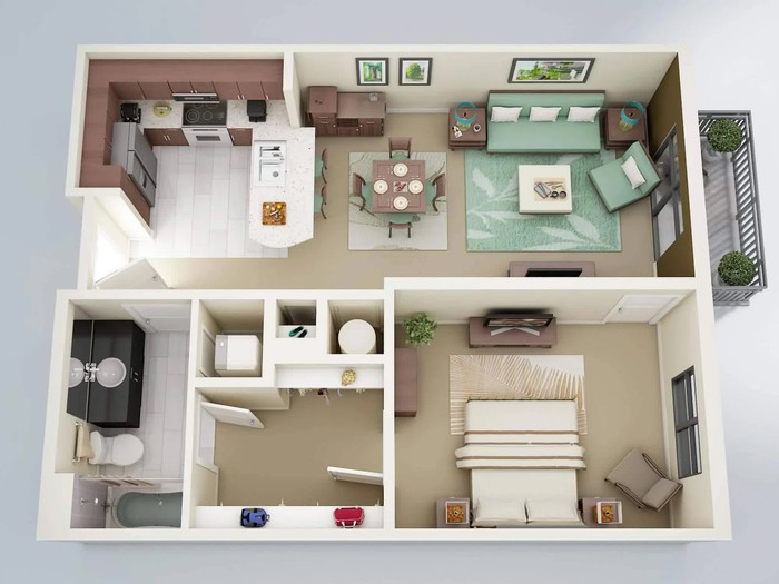 10 mẫu căn hộ một phòng ngủ với thiết kế &quot;chuẩn chỉnh&quot; - Ảnh 2.