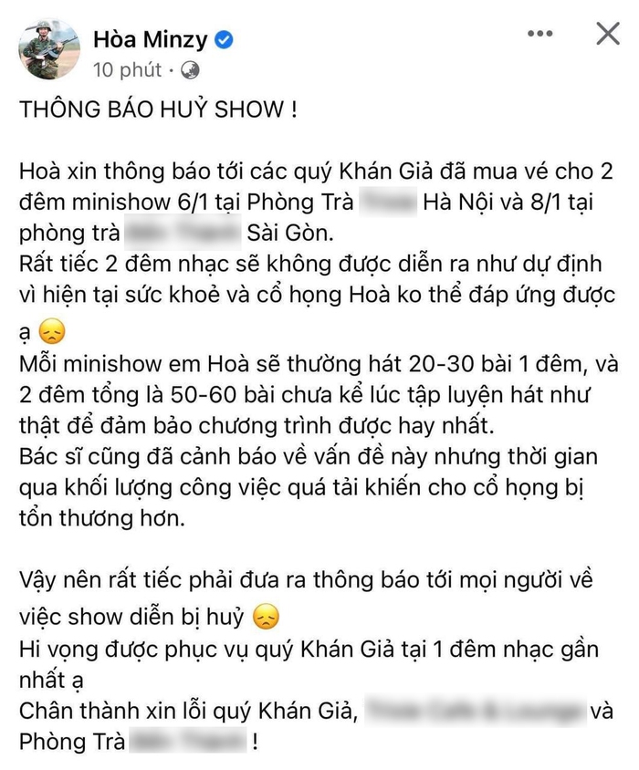 1 nữ ca sĩ nổi tiếng hủy liên tiếp 2 show diễn vì cổ họng bị tổn thương, công việc quá tải! - Ảnh 1.