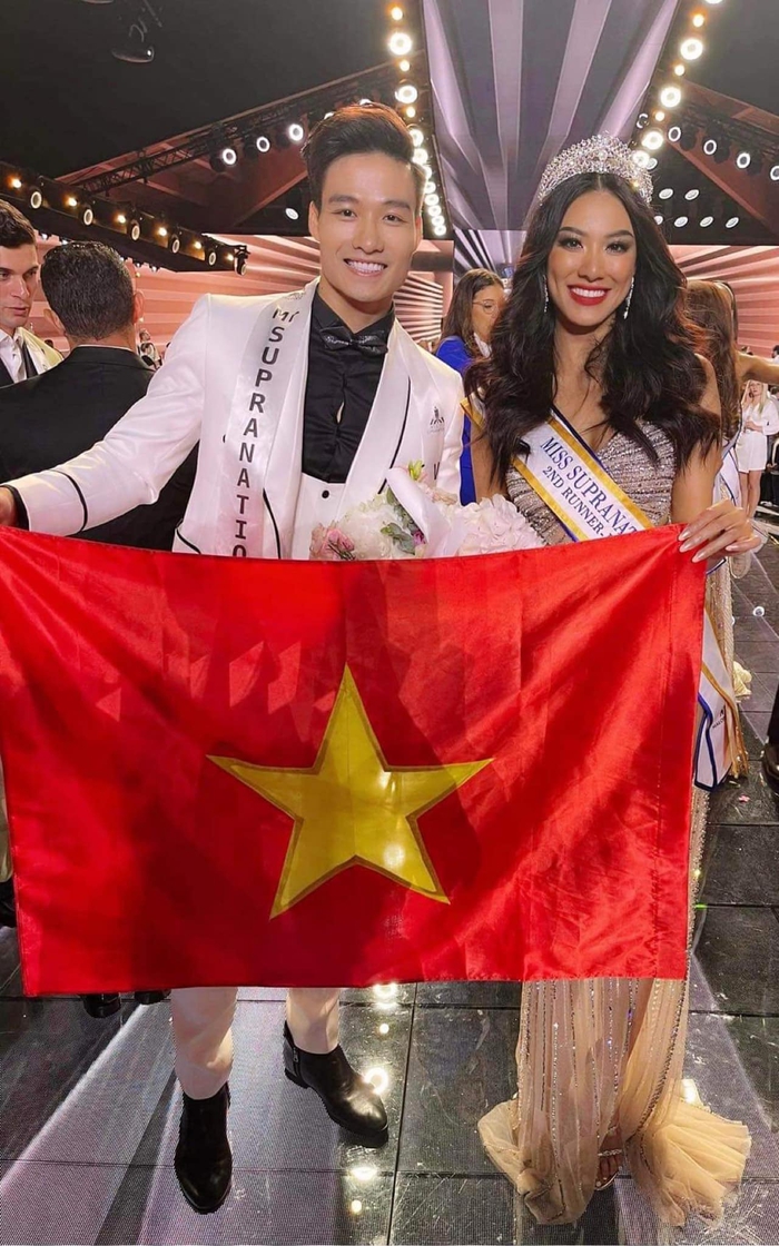 KIm Duyên cùng Đạt Kyo - đại diện Việt Nam tại Mister Supranational 2022 bày tỏ niềm vui chiến thắng