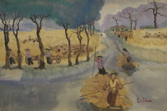 Tranh về làng quê của họa sĩ Đặng Quý Khoa