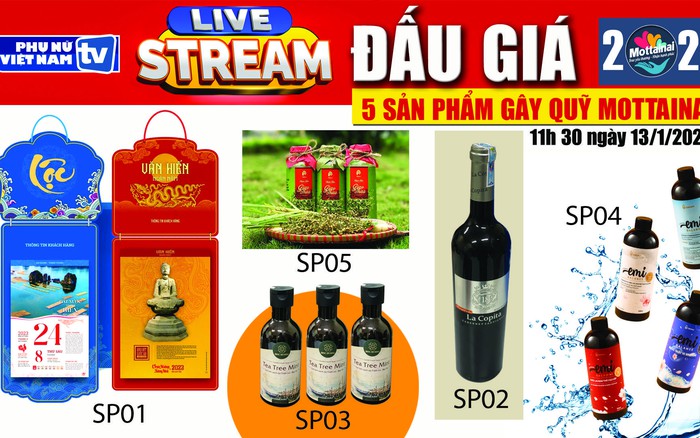 11h30 ngày 13/1: Livestream đấu giá 5 sản phẩm gây quỹ Mottainai 2023