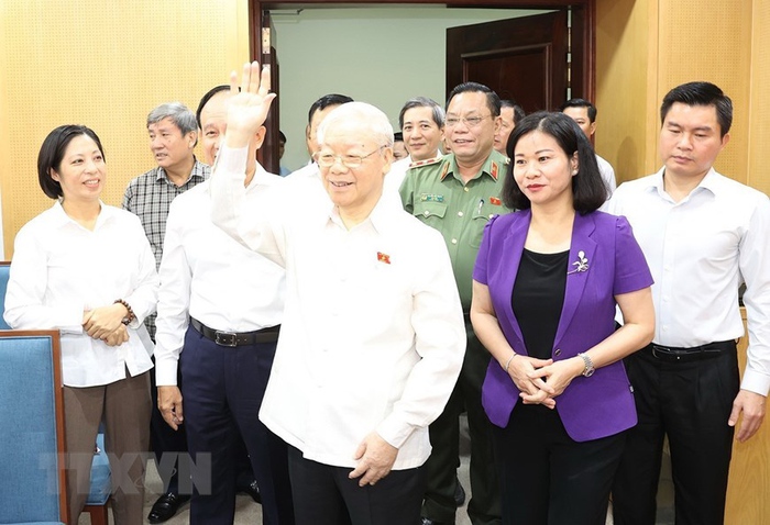Tổng Bí thư tiếp xúc cử tri Hà Nội trước kỳ họp thứ 6, Quốc hội khóa XV - Ảnh 1.