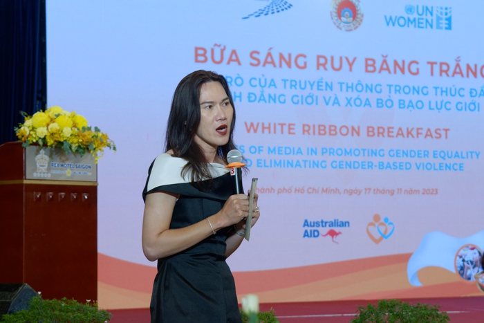 Mia Nguyễn - nhà hoạt động về Bình đẳng giới tại Việt Nam chia sẻ tại sự kiện