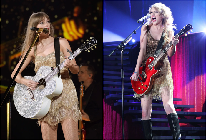 “Rắn chúa” Taylor Swift diện loạt trang phục tái hiện lại hành trình âm nhạc trên sân khấu The Eras Tour - Ảnh 3.