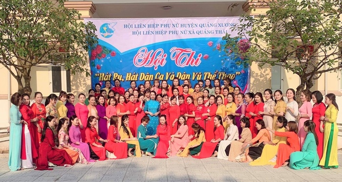 Đông đảo chị em tham gia Hội thi “Hát ru, hát dân ca và dân vũ thể thao năm 2023” do Hội LHPN xã Quảng Thái tổ chức