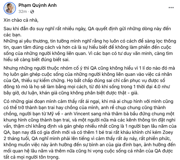Phạm Quỳnh Anh lên tiếng &quot;cực gắt&quot; về những nghi vấn xung quanh gia thế của bạn trai - Ảnh 1.