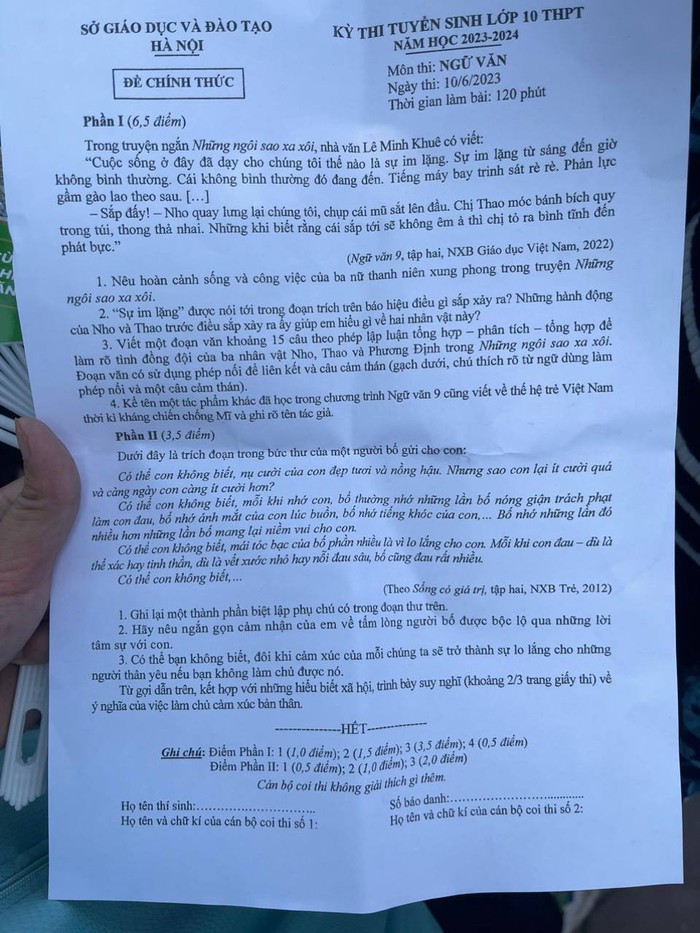 Đề thi vào lớp 10 môn Văn tại Hà Nội năm 2023: Ý nghĩa của việc làm chủ cảm xúc của bản thân! - Ảnh 1.