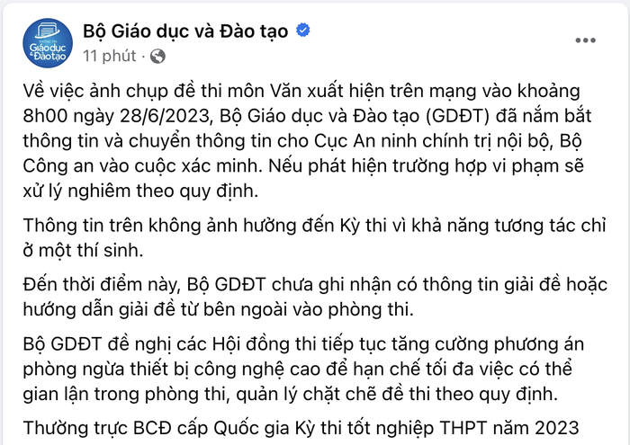 Nghi vấn lộ đề thi môn Văn thi tốt nghiệp THPT, Bộ Công an vào cuộc - Ảnh 2.