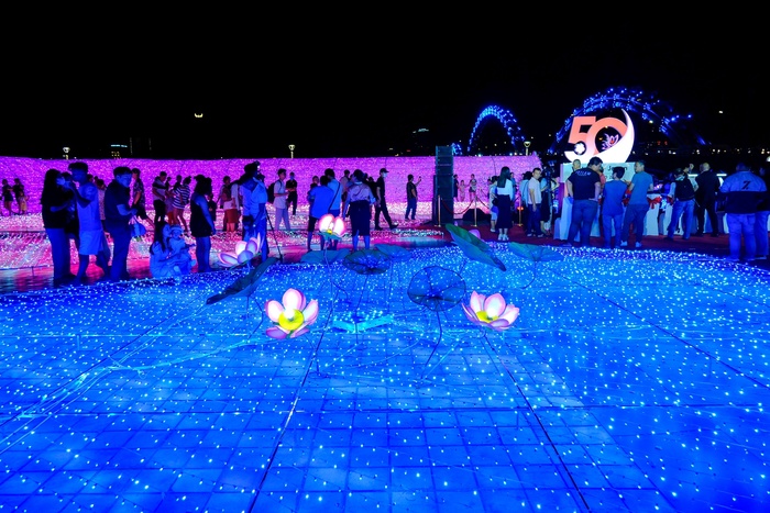 Người dân và du khách chen chân &quot;check-in&quot; công viên ánh sáng lần đầu xuất hiện ở Đà Nẵng - Ảnh 2.