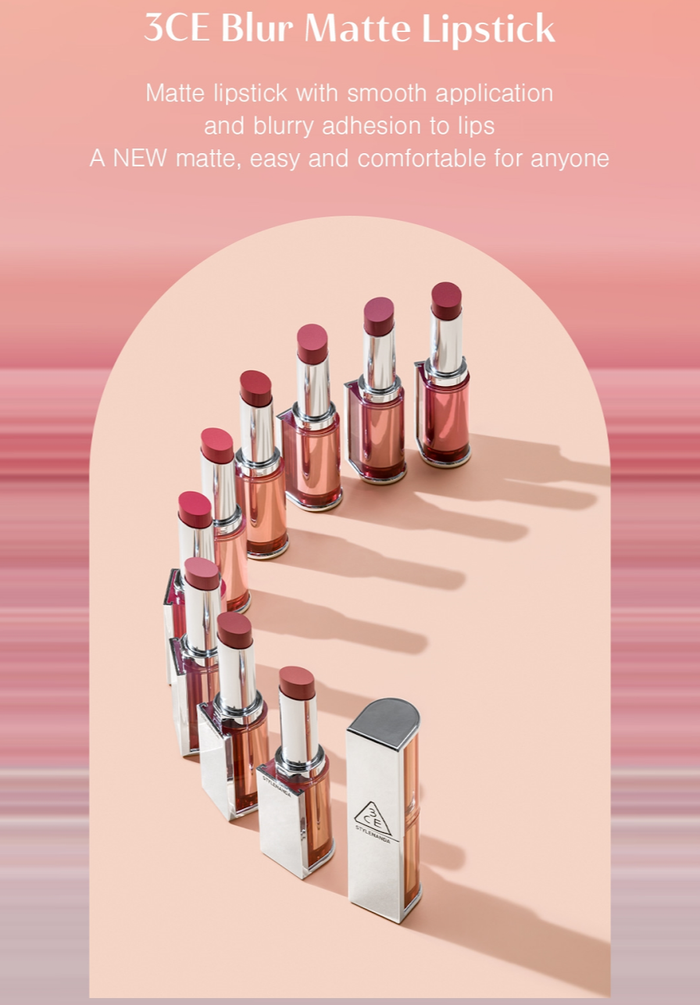 3CE Blur Matte Lipstick với công thức mịn-mờ cùng bảng 10 màu son trendy
