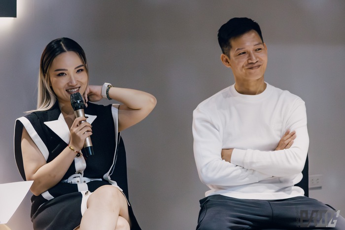 Biên đạo Chu Quỳnh Trang và Nguyễn Viết Thành chia sẻ tại sự kiện