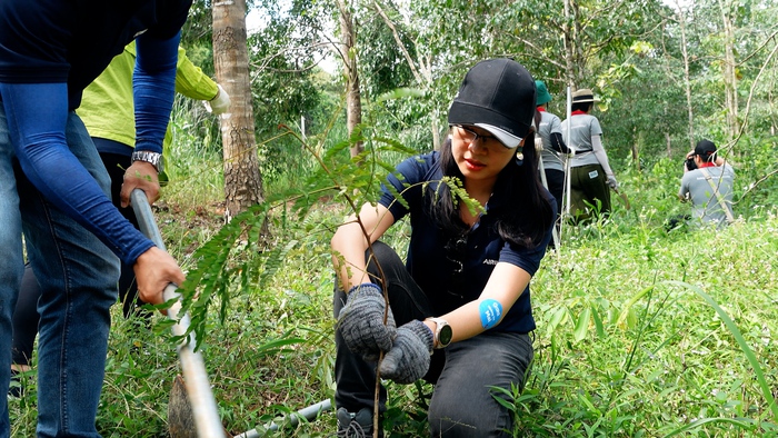 Bà Hoàng Tri Mai, Tổng Giám đốc Airbus tại Việt Nam trong buổi trồng rừng