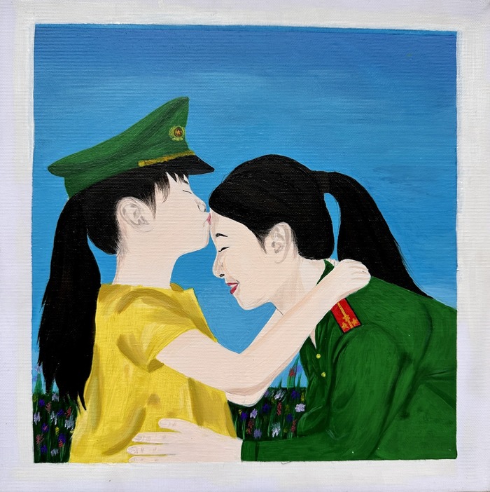 Xúc động với những bức tranh trong cuộc thi Viết - Vẽ “Con yêu bố, mẹ - Chiến sỹ Công an” - Ảnh 1.