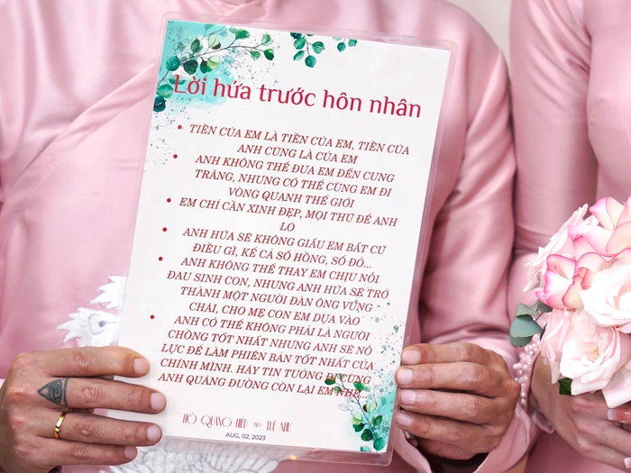 Thú vị với &quot;Lời hứa trước hôn nhân&quot; của ca sĩ Hồ Quang Hiếu trong ngày đi hỏi vợ - Ảnh 1.