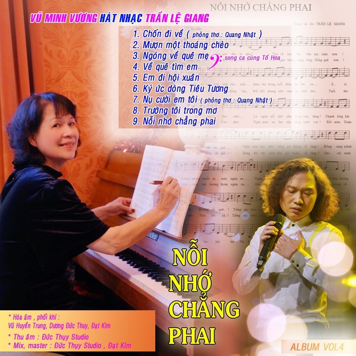 Bìa album &quot;Nỗi nhớ chẳng phai&quot; gồm những ca khúc của Trần Lệ Giang do Vũ Minh Vương thể hiện