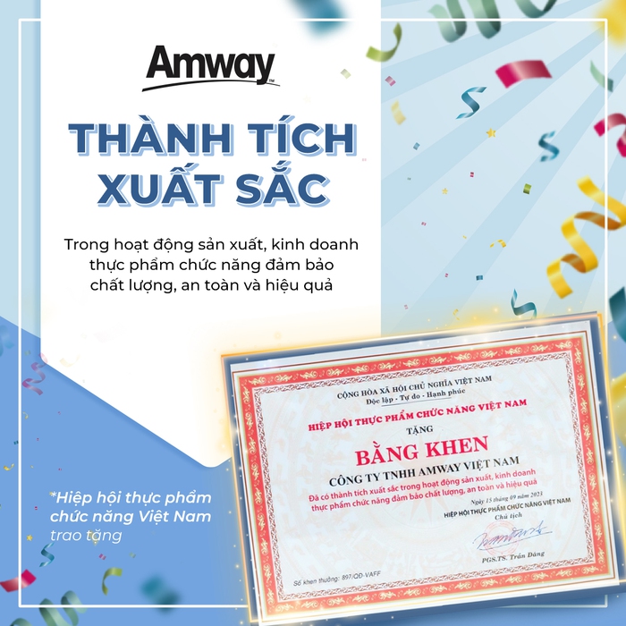 Amway Việt Nam lần thứ 11 nhận giải thưởng “Sản phẩm vàng vì sức khoẻ cộng đồng” - Ảnh 1.