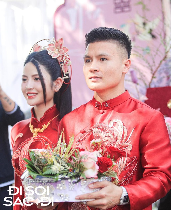 Toàn cảnh lễ ăn hỏi và đón dâu của Quang Hải - Chu Thanh Huyền: Visual cô dâu chú rể sáng bừng- Ảnh 7.