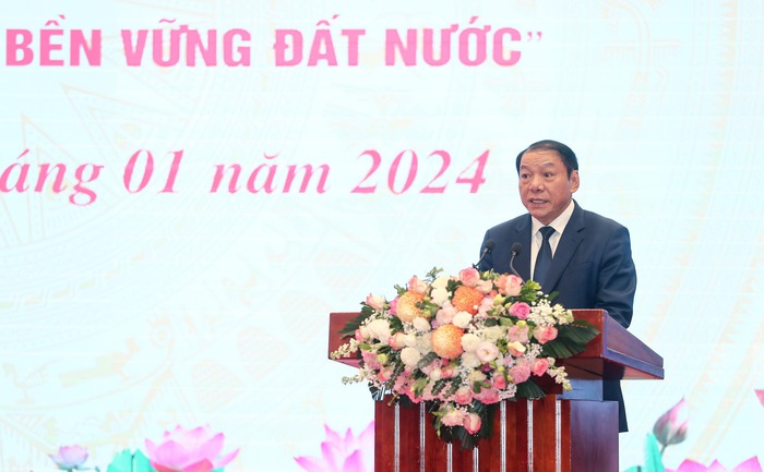 Bộ trưởng Bộ Văn hóa, Thể thao và Du lịch Nguyễn Văn Hùng phát biểu