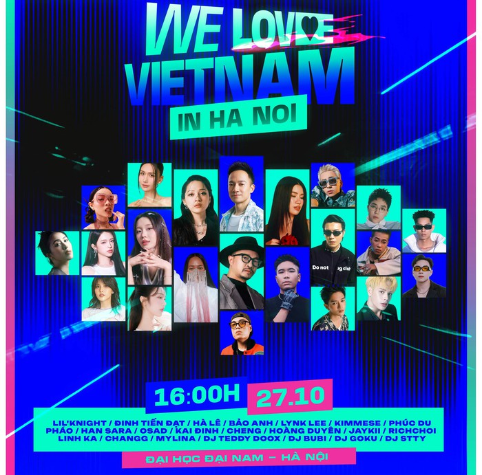 22 nghệ sĩ tham gia "We Love Vietnam in Hanoi" vào ngày 27/10 22 nghệ sĩ tham gia "We Love Vietnam in Hanoi" vào ngày 27/10
