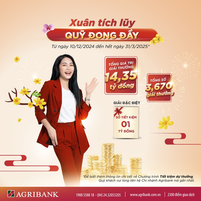 Cơ hội trúng 1 tỷ đồng khi tham gia chương trình Tiết kiệm dự thưởng "Xuân tích lũy - Quỹ đong đầy" của Agribank- Ảnh 2.