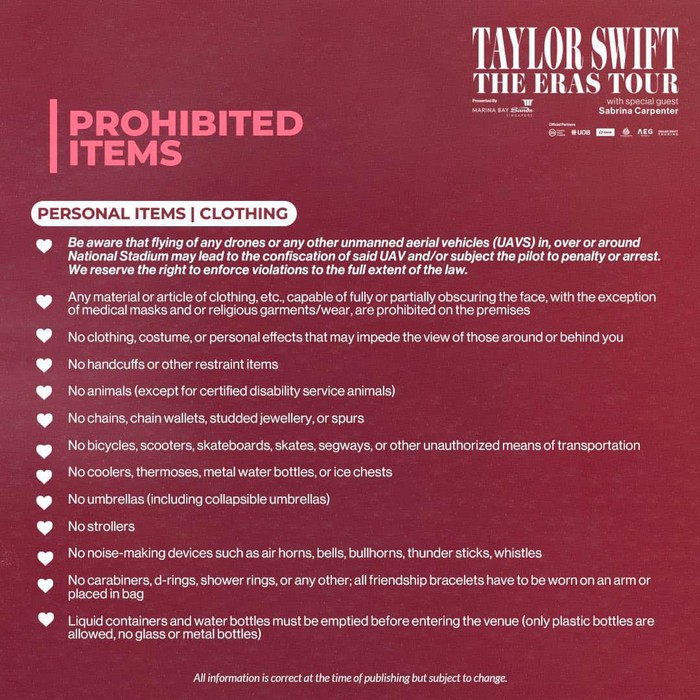 Rất nhiều fan đeo túi Chanel KHÔNG được phép vào trong concert Taylor Swift tại Singapore, lý do là gì?- Ảnh 3.