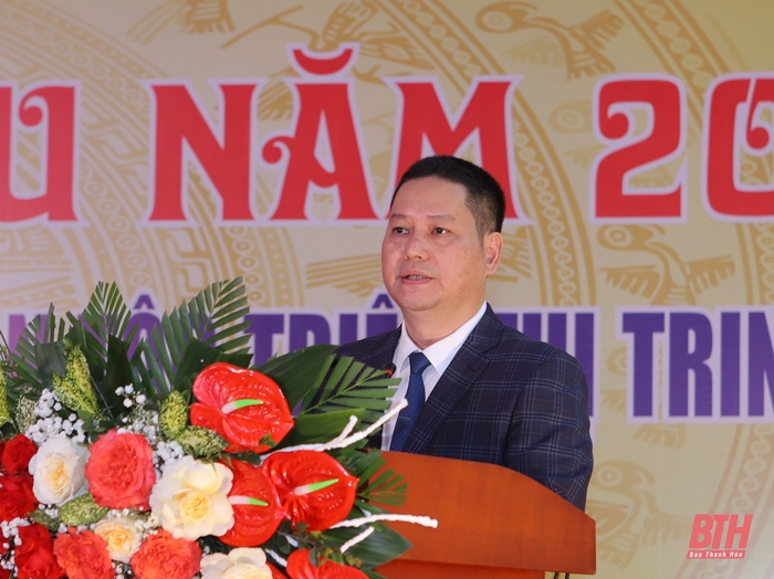 Giám đốc Sở Văn hóa, Thể thao và Du lịch Phạm Nguyên Hồng đọc diễn văn khẳng định vai trò, ý nghĩa của cuộc khởi nghĩa Bà Triệu.