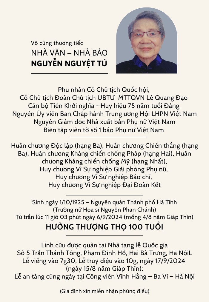 Nhà văn, nhà báo NGUYỆT TÚ từ trần- Ảnh 1.