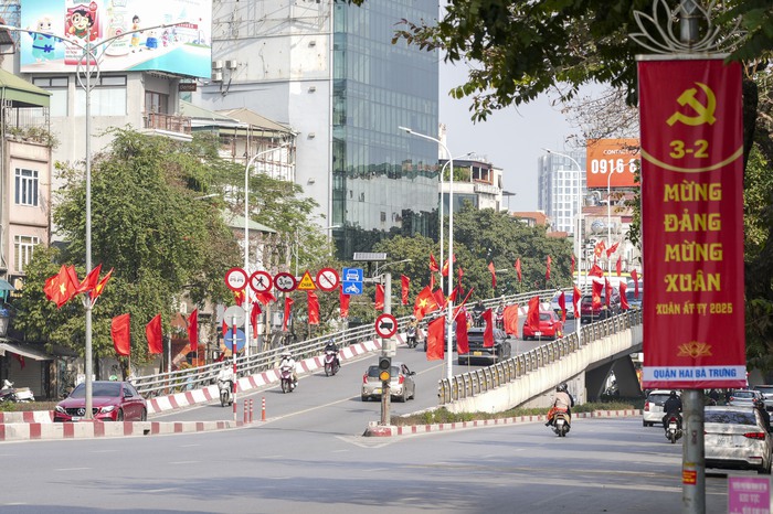 Phố phường Hà Nội rạo rực sắc màu, nhộn nhịp cờ hoa chào mừng 95 năm Ngày thành lập Đảng- Ảnh 12.