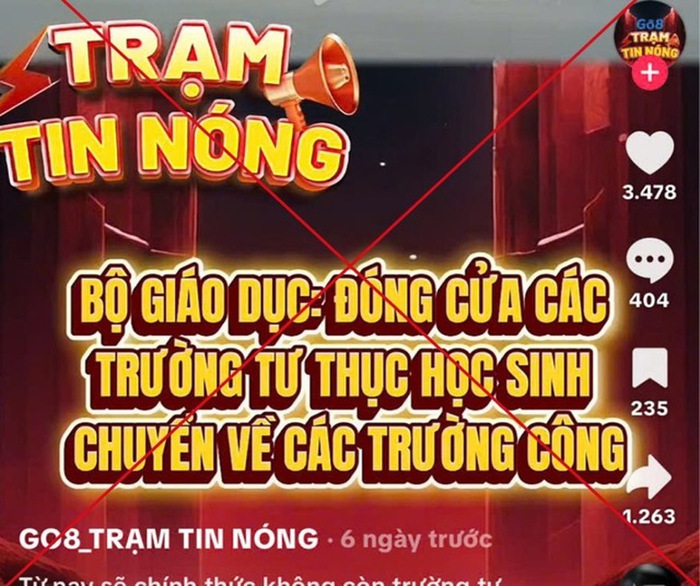 Hình ảnh thông tin sai sự thật lan truyền trên mạng xã hội - Ảnh: Bộ GDĐT