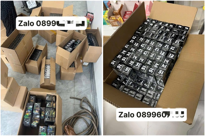 Hình ảnh kho hàng thuốc lá điện tử được quảng cáo trên nhóm facebook