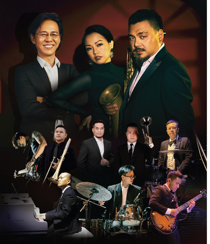 Thái Thùy Linh cùng nhạc sĩ Nguyễn Quang, nghệ sĩ Quyền Thiện Đắc và ê-kip thực hiện album "Jazz Vàng"