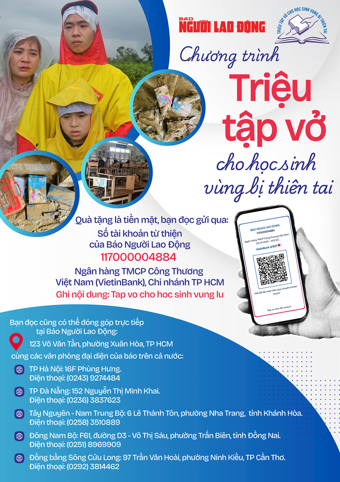 Báo Người lao động phát động chương trình "Triệu tập vở cho học sinh vùng bị thiên tai"- Ảnh 2.