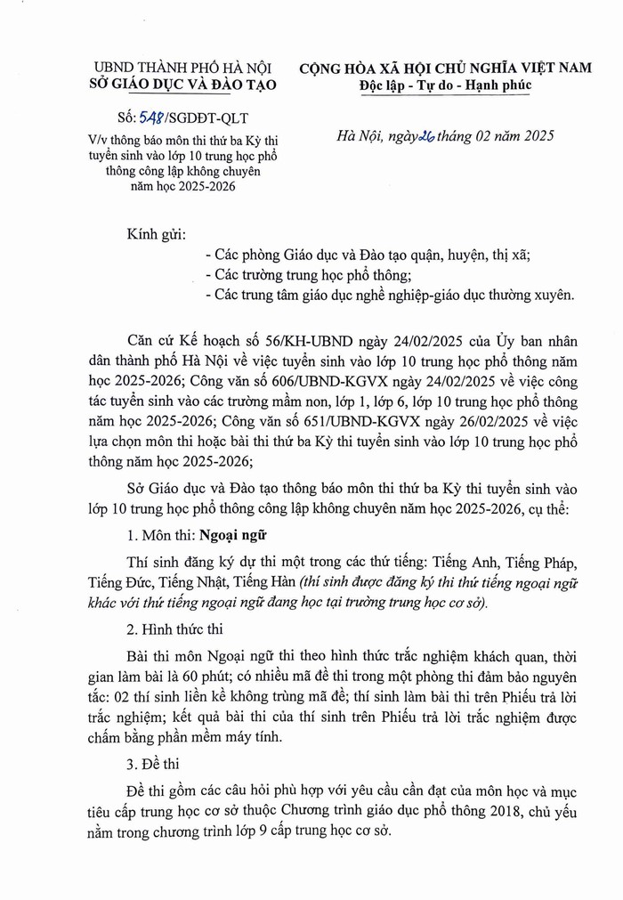 Hà Nội: Phụ huynh, học sinh đỡ căng thẳng khi Ngoại ngữ là môn thi thứ 3 vào lớp 10 THPT - Ảnh 1.