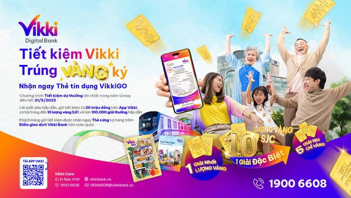 Cơ hội trúng 10 lượng vàng khi gửi tiết kiệm tại Ngân hàng Số Vikki- Ảnh 1. Cơ hội trúng 10 lượng vàng khi gửi tiết kiệm tại Ngân hàng Số Vikki- Ảnh 1.