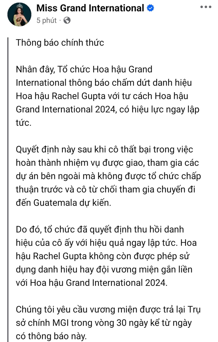 Đương kim Hoa hậu Hòa bình Quốc tế từ bỏ vương miện- Ảnh 3.