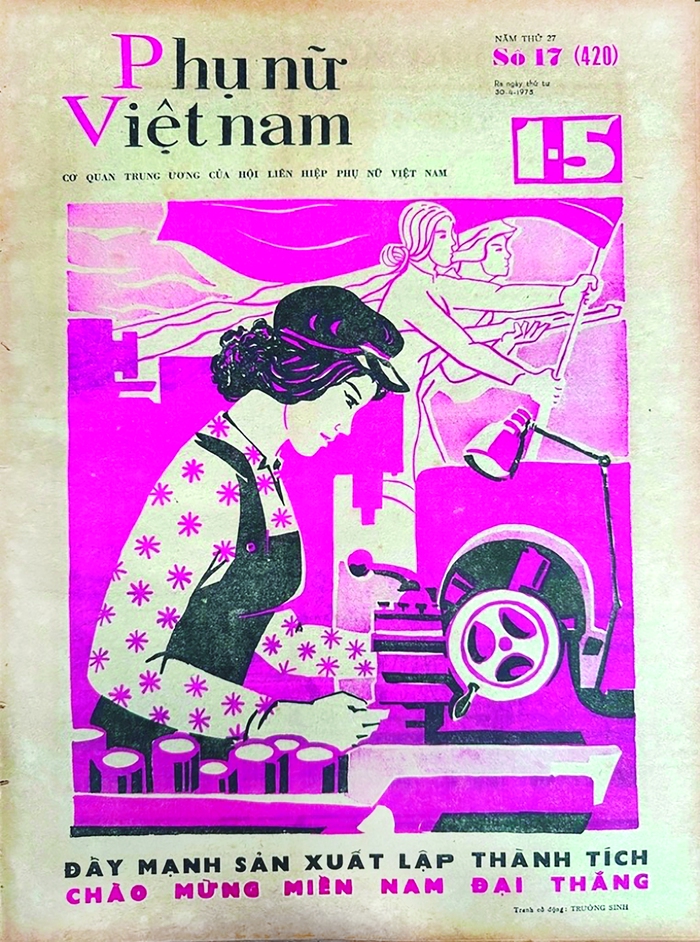 Trang bìa Báo Phụ nữ Việt Nam số ra ngày 1/5/1975 chào mừng ngày Giải phóng miền Nam, thống nhất đất nước 30/4/1975 Trang bìa Báo Phụ nữ Việt Nam số ra ngày 1/5/1975 chào mừng ngày Giải phóng miền Nam, thống nhất đất nước 30/4/1975