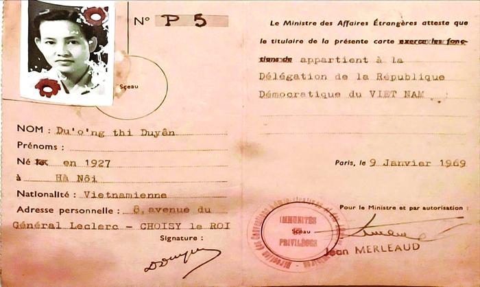 Thẻ tác nghiệp của nhà báo Dương Thị Duyên, năm 1969 Thẻ tác nghiệp của nhà báo Dương Thị Duyên, năm 1969