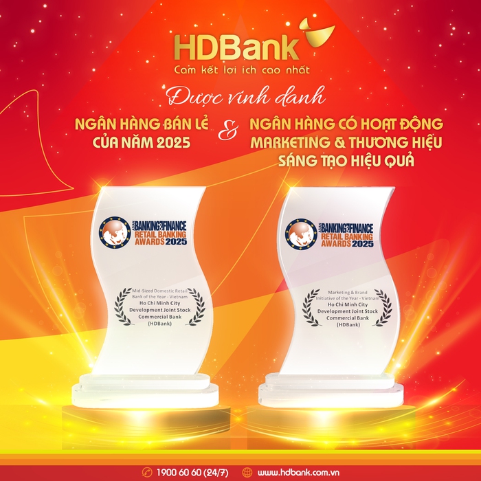 HDBank nhận hai giải thưởng quốc tế, tiếp tục khẳng định vị thế trên bản đồ tài chính khu vực- Ảnh 1. HDBank nhận hai giải thưởng quốc tế, tiếp tục khẳng định vị thế trên bản đồ tài chính khu vực- Ảnh 1.