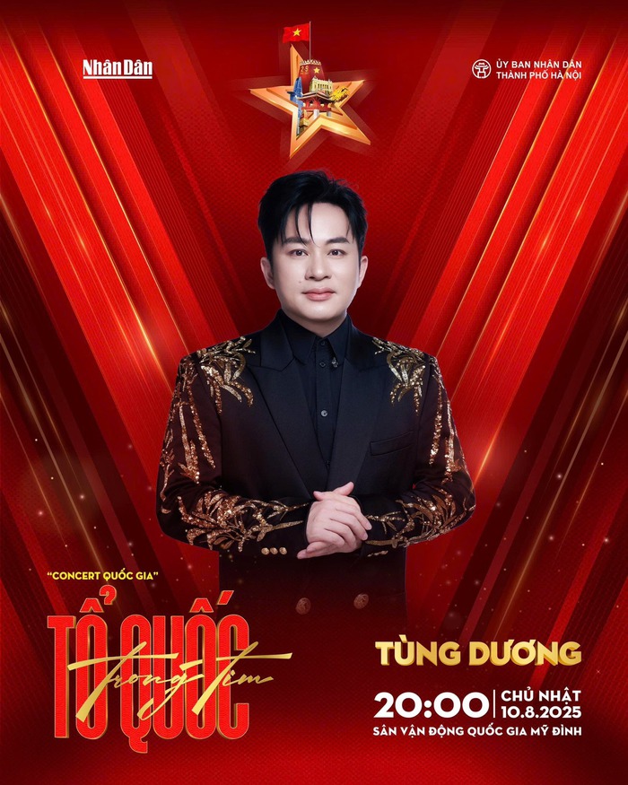 Ca sĩ Tùng Dương sẽ hát trong chương trình "Tổ quốc trong tim"