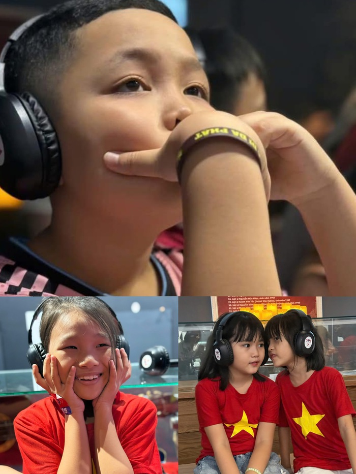 Các em bé thích thú khi nghe những âm thanh lịch sử tại khu 