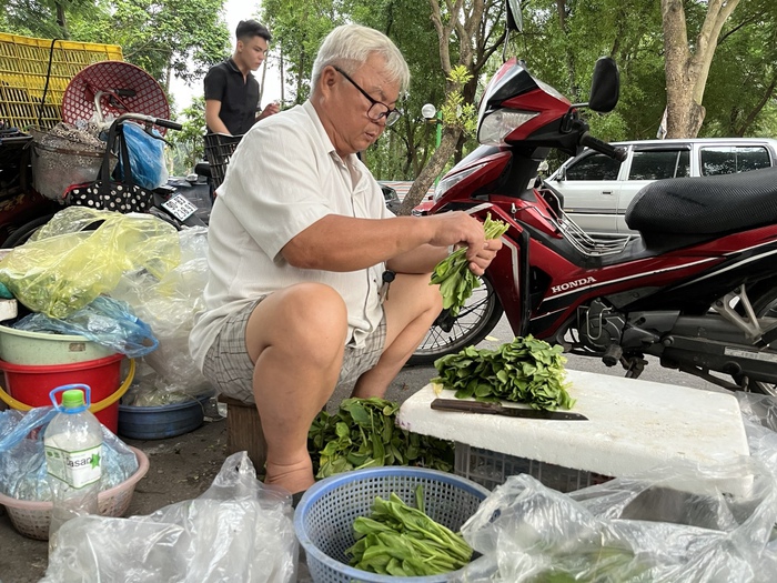 Hạnh phúc bên sạp rau nhỏ nơi chợ tạm của cặp vợ chồng U70- Ảnh 1. Hạnh phúc bên sạp rau nhỏ nơi chợ tạm của cặp vợ chồng U70- Ảnh 1.
